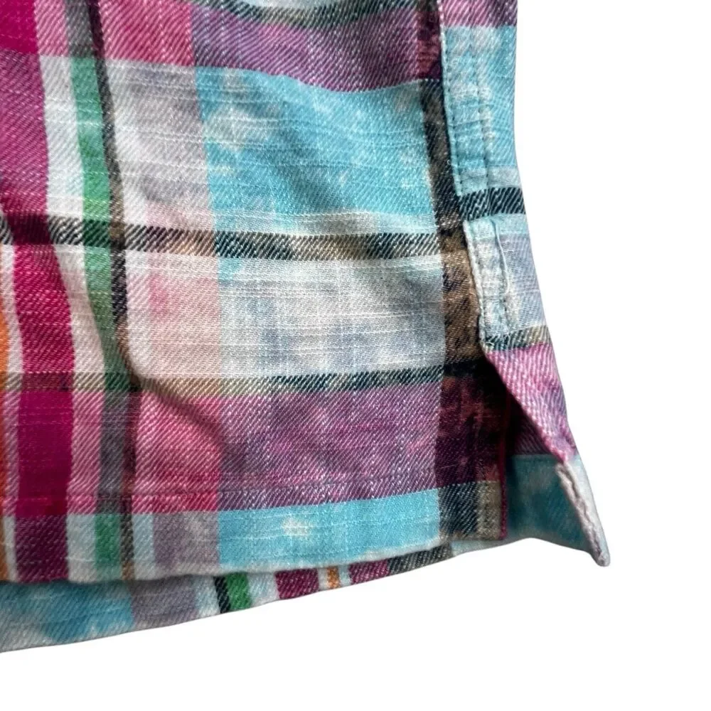 Polo Ralph Lauren Flannel Shirt Mens Small Loop Collar Plaid Chest Pockets